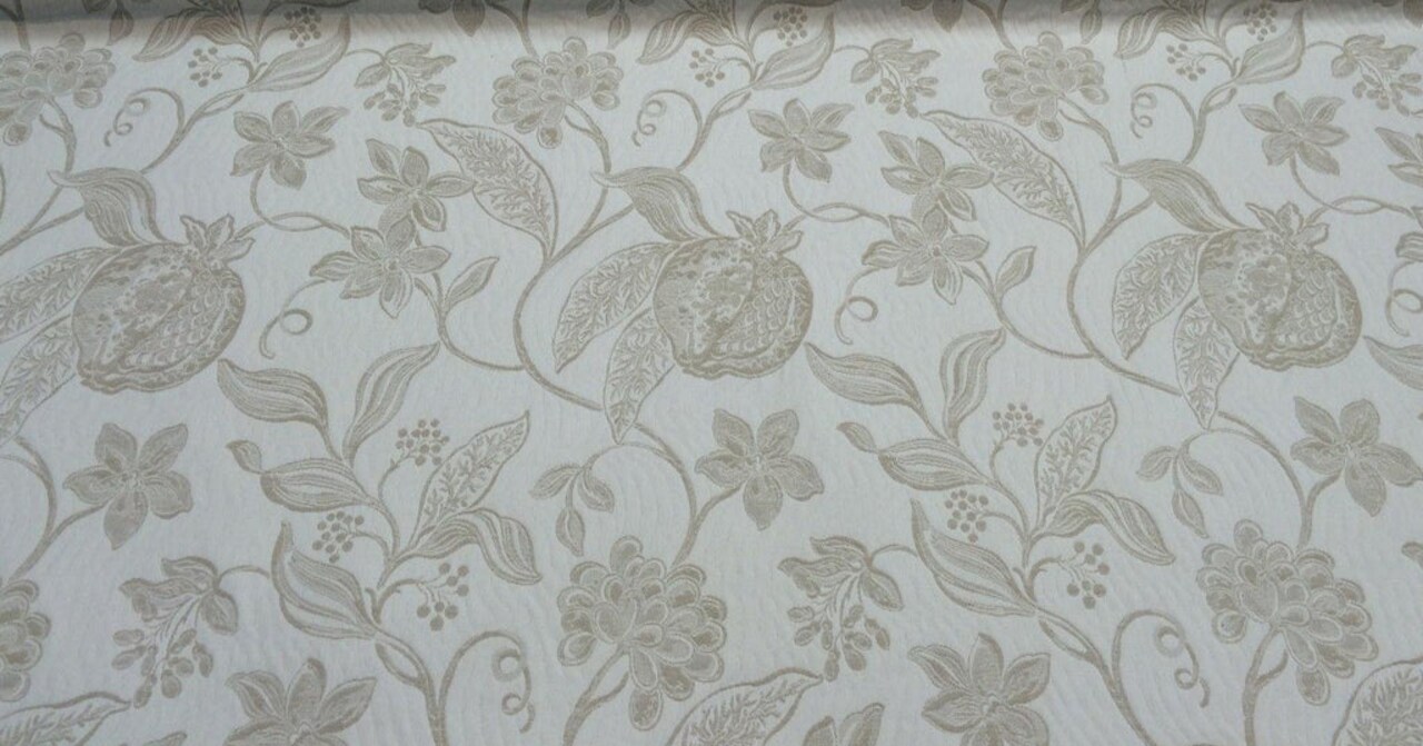 1 Yard Upholstery Cotton Fabric Interpretation Floral Reversible Alabaster 100% Italian Cotton 54 Inch Width